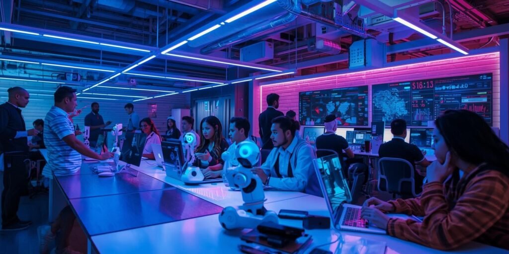 People earning passive income through AI side hustles in 2025 using advanced technology and digital automation